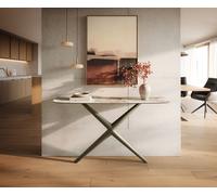 Console Edge forme bateau 140x40 cm Céramique Minas Melange Weiß-Beige Estelo Métal Effektfinish Titan