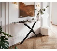 Console Edge forme bateau 140x40 cm Céramique Patagonia Poliert Estelo Métal Noir