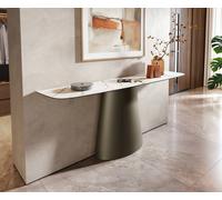 Console Edge forme bateau 180x40 cm Céramique Calacatta Luxe Weiß-Gold-Gris Conos Métal Effektfinish Titan