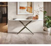 Console Edge forme bateau 180x40 cm Céramique Calacatta Luxe Weiß-Gold-Gris Estelo Métal Effektfinish Titan