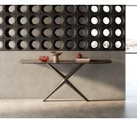 Console Edge forme bateau 180x40 cm Céramique Emperador Extra Lucidato Dunkelbraun Estelo Métal Effektfinish Titan