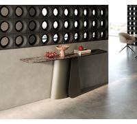 Console Edge forme bateau 180x40 cm Céramique Emperador Extra Lucidato Dunkelbraun Livos Métal Effektfinish Titan