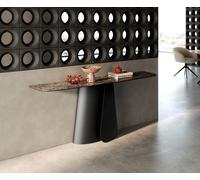 Console Edge forme bateau 180x40 cm Céramique Emperador Extra Lucidato Dunkelbraun Livos Métal Noir