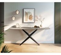 Console Edge forme bateau 180x40 cm Céramique Gris béton Estelo Métal Noir