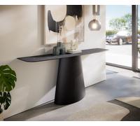 Console Edge forme bateau 180x40 cm Céramique Laminam® Nero Greco Anthrazit Conos Métal Noir