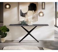 Console Edge forme bateau 180x40 cm Céramique Laminam® Nero Greco Anthrazit Estelo Métal Noir