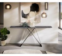 Console Edge forme bateau 180x40 cm Céramique Laminam® Nero Greco Anthrazit Velio Métal Noir
