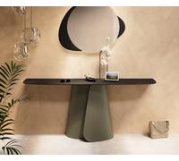 Console Edge forme bateau 180x40 cm Céramique Laminam® Noir Desir Braun Livos Métal Effektfinish Titan