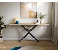 Console Edge forme bateau 180x40 cm Céramique Laminam® Sabbia Eichefarbig Estelo Métal Noir