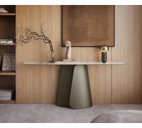 Console Edge forme bateau 180x40 cm Céramique Minas Melange Weiß-Beige Livos Métal Effektfinish Titan