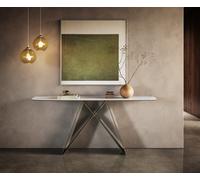 Console Edge forme bateau 180x40 cm Céramique Onyx Pearl Velio Métal Effektfinish Titan