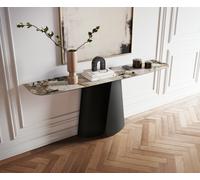 Console Edge forme bateau 180x40 cm Céramique Patagonia Poliert Livos Métal Noir