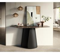 Console Edge Polygonal 140x50 cm Céramique Emperador Extra Lucidato Dunkelbraun Livos Métal Noir