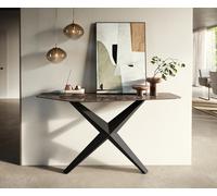 Console Edge Polygonal 140x50 cm Céramique Emperador Extra Lucidato Dunkelbraun Zentharo Métal Noir