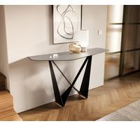 Console Edge Polygonal 140x50 cm Céramique Gris béton Livos Métal Noir