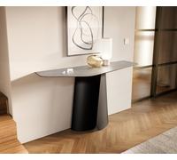 Console Edge Polygonal 140x50 cm Céramique Gris béton Spios Métal Noir