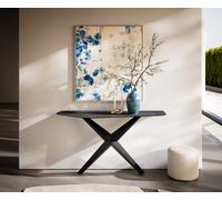 Console Edge Polygonal 140x50 cm Céramique Laminam® Nero Greco Anthrazit Zentharo Métal Noir
