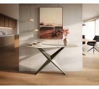 Console Edge Polygonal 140x50 cm Céramique Minas Melange Weiß-Beige Zentharo Métal Effektfinish Titan