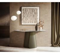 Console Edge Polygonal 140x50 cm Céramique Onyx Pearl Livos Métal Effektfinish Titan
