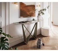 Console Edge Polygonal 140x50 cm Céramique Patagonia Poliert Spios Métal Effektfinish Titan