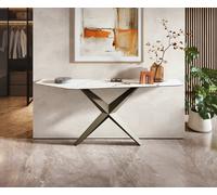 Console Edge Polygonal 180x50 cm Céramique Calacatta Luxe Weiß-Gold-Gris Zentharo Métal Effektfinish Titan