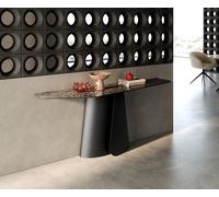 Console Edge Polygonal 180x50 cm Céramique Emperador Extra Lucidato Dunkelbraun Livos Métal Noir