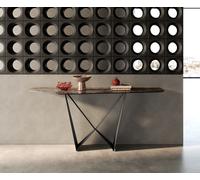 Console Edge Polygonal 180x50 cm Céramique Emperador Extra Lucidato Dunkelbraun Spios Métal Noir