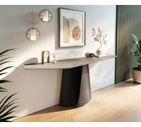 Console Edge Polygonal 180x50 cm Céramique Gris béton Livos Métal Noir