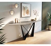 Console Edge Polygonal 180x50 cm Céramique Gris béton Spios Métal Noir