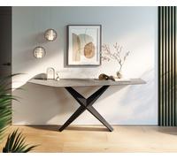 Console Edge Polygonal 180x50 cm Céramique Gris béton Zentharo Métal Noir