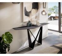 Console Edge Polygonal 180x50 cm Céramique Laminam® Nero Greco Anthrazit Spios Métal Noir