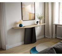Console Edge Polygonal 180x50 cm Céramique Laminam® Sabbia Eichefarbig Livos Métal Noir