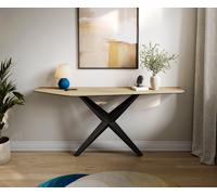Console Edge Polygonal 180x50 cm Céramique Laminam® Sabbia Eichefarbig Zentharo Métal Noir