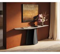 Console Edge Polygonal 180x50 cm Céramique Laminam® Travertino Bianco Creme-Weiß Livos Métal Noir