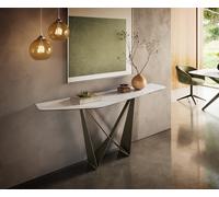 Console Edge Polygonal 180x50 cm Céramique Onyx Pearl Spios Métal Effektfinish Titan