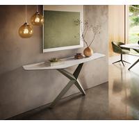 Console Edge Polygonal 180x50 cm Céramique Onyx Pearl Zentharo Métal Effektfinish Titan