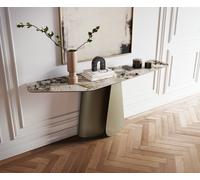 Console Edge Polygonal 180x50 cm Céramique Patagonia Poliert Livos Métal Effektfinish Titan
