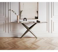 Console Edge Polygonal 180x50 cm Céramique Patagonia Poliert Zentharo Métal Effektfinish Titan