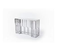 Console effet marbre blanc structure métal chrome 120x40x78 cm PORTOFINO