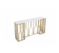 Console effet marbre blanc structure métal dore 120x40x78 cm PORTOFINO