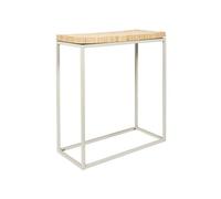 - Console effet rondin de bois en métal et MDF - Blanc et beige.