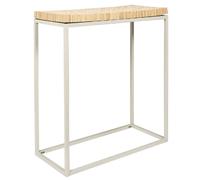 Console effet rondin de bois en métal et MDF - Blanc et beige.