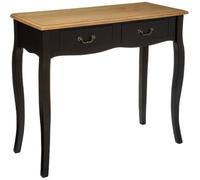 Console en bois avec 2 tiroirs coloris noir - chêne - Longueur 87 x Profondeur 34 x Hauteur 78 cm