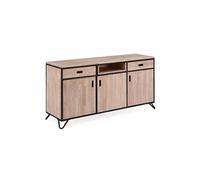 Console en bois coloris chêne nordique / noir - Longueur 150 x Profondeur 46 x Hauteur 75 cm