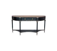Console en bois noir, 2 plateaux, 1 tiroir, demi-ovale - Chehoma, EDOUARD - 150x40x86 cm