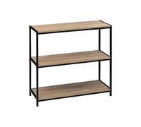 Console en MDF chêne et métal noir - Longueur 80 x Hauteur 30 x Profondeur 80 cm --