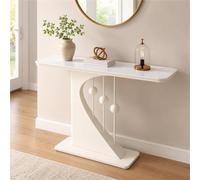 Console Entrée Effet Marbre, Table Console Couloir, Console Étroite Moderne | Plateau Aspect Pierre Avec Base Sculpturale, Structure Géométrique Pour Salon Ou Hall(White1,47.2"/120cm)