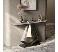 Console Entrée en Pierre Frittée avec Piètement Métallique Minimaliste | Design Italien, Plateau en Pierre Frittée, Acier Carbone, Console Étroite, Stable(Black+Gray,47.2" (120cm))