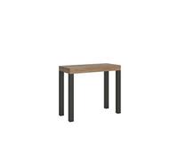 Console extensible bois naturel et pieds métal gris 8 places 40 à 196 cm Evy 2 pieds