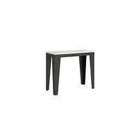 Console extensible 90x40/196 cm Flame Small Evolution Frêne Blanc cadre Anthracite -